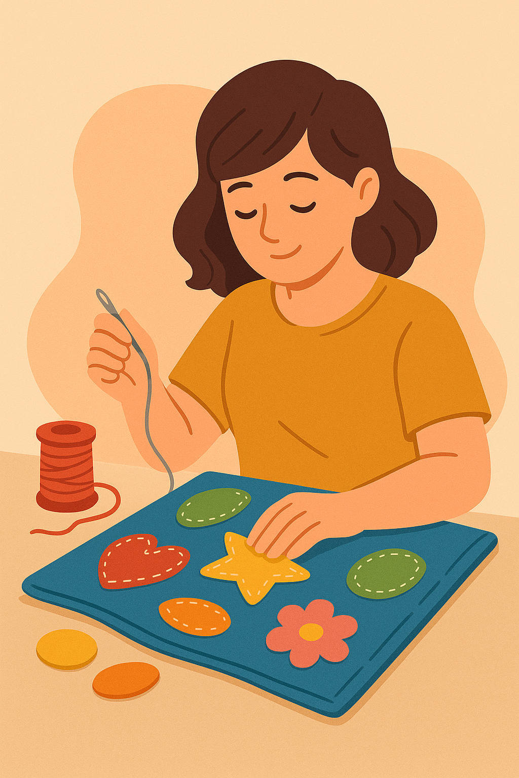 Materiales de fieltro y botones para libros sensoriales